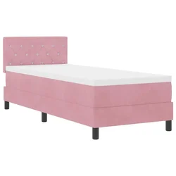 Vidaxl LED Box Spring Postelja z vzmetnico Roza 80 x 200 cm Žamet