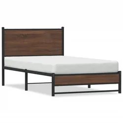 shumee vidaXL Kovinski posteljni okvir brez vzmetnice rjav hrast 100x200 cm