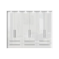 JELA Plakar P66B/PN - kolekcija Piano - Kristalno bela/Kristalno Bela HG Lak - 277x226x60 cm