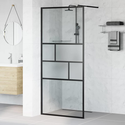 Zid za walk-in tuš Crna 90 x 195 x 0,5 cm Staklo i aluminij