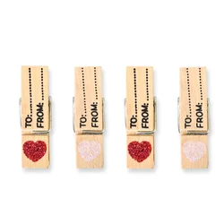 Junior Štipaljke srca sa šljokicama Crafty deco, 4 komada, Crveno-roze