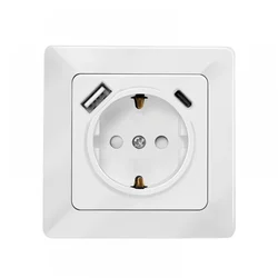 Logilink uzidna utičnica šuko, 1 USB-A, 1 USB-C