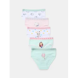 Sinsay - Pamučne gaćice sa svetlucavim lastišem i printom 5 pack Gabbys Dollhouse - krem