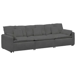 Vidaxl Modularni kavč z blazinami temno siv
