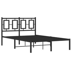 Vidaxl Kovinski posteljni okvir z vzglavjem črn 120x190 cm