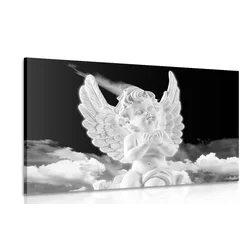 Slika črnobel skrben angelček na nebu - 90x60