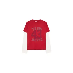Bershka Majica rdeča/bordo/burgund/bela