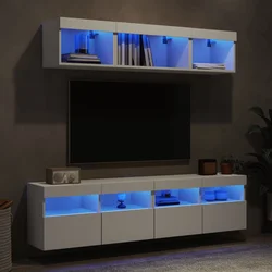 5-dijelni zidni TV elementi s LED bijeli od konstruiranog drva