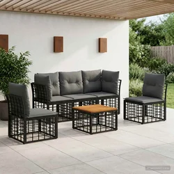 Set vanjskih sofa 6 pcs Crna i tamno siva Poliester