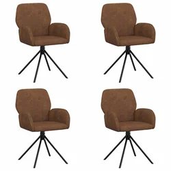 Okretne blagovaonske stolice 4 pcs Umetnička suknja koža Smeđa
