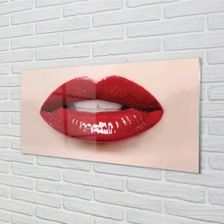 tulup.si Slika na steklu Rdeče ustnice 125x50 cm 2 obešalnika