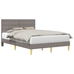Vidaxl Konstrukcija postelje z vzglavjem Taupe 140 x 200 cm Blago