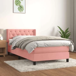 Vidaxl Box spring postelja z vzmetnico roza 80x200 cm žamet