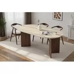 HANAH HOME Trpezarijski sto Sablin Travertine Milano Orah