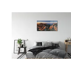 tulup.si Steklena slika Mountain sunset 100x50 cm 2 obešalnika