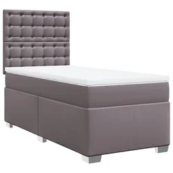 Vidaxl Box spring postelja z vzmetnico siva 80x200 cm umetno usnje