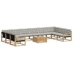 Set vanjskih sofa s jastukom 11 pcs Bijela i svjetlosiva