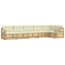 Set vanjskih sofa 6 pcs Bijela i krem 404 x 166,5 x 73 cm