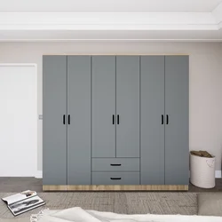 Hanah Home Garderober Yaman Luna-Fel 1600-65, 180x190x45 cm, Sivi