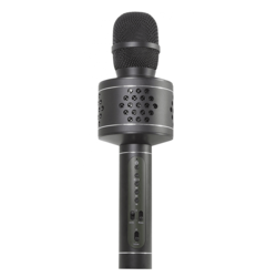Crni Karaoke Bluetooth mikrofon na baterije sa USB kablom