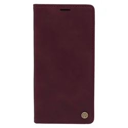 Maska za telefon LEATHER RETRO FLIP za Samsung S22 Ultra, Bordo