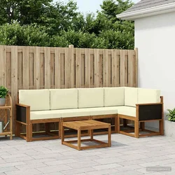 Set vanjskih sofa 6 pcs Prirodna i krem Čvrsto drvo akacije