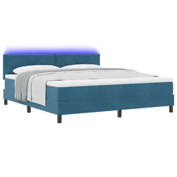 LED Box Spring Krevet Tamno plava 180 x 200 cm Baršun