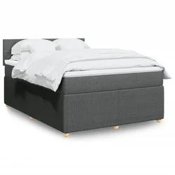 VIDAXL Box spring postelja z vzmetnico temno siva 140x200 cm blago