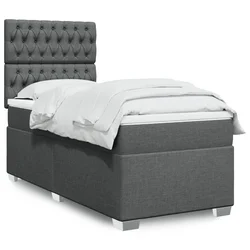 VIDAXL Box spring postelja z vzmetnico temno siva 90x190 cm blago