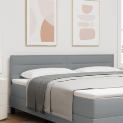 LED glava postelje z LED trakami Svetlo siva 180 cm blago