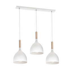 Luster na sajli NOAK WOOD 3xE27/15W/230V bela/buk