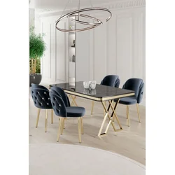 Hanah Home Set Trpezarijski sto i 4 stolice Rigel, Plavo-beli