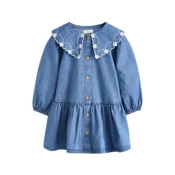 Next Obleka moder denim / bela