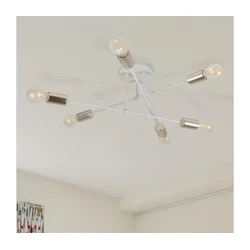 Plafonski luster CAMBRIDGE 6xE27/15W/230V mesing/bela