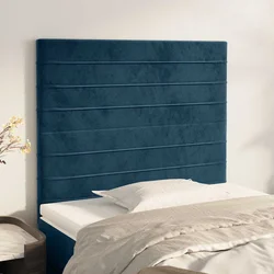Vidaxl Vzglavje postelje temno modro 80x5x118/128 cm žametno