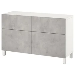 BESTA Komb.odlaganje s vratima/fiokama, bela Kallviken/Stubbarp/svetlosiva imitacija betona, 120x42x74 cm