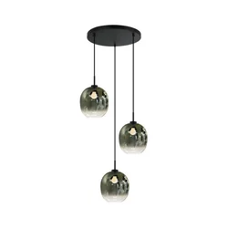 Luster na sajli MIRROR 3xE27/14W/230V zadimljeno zelene boje