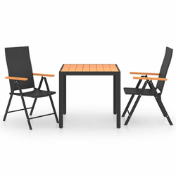 3-dijelni vrtni blagovaonski set crno-smeđi
