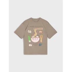 Sinsay - Pamučna oversize majica s printom Pusheen the Cat - kafa