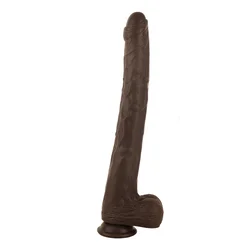 SuperLove Extra Long Realistic Silicone Dildo Brown Medium