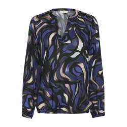 Kaffe Bluza Ditte bež/indigo/črna