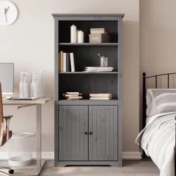 Regal za knjige BODO sivi 80x40x173 cm od masivne borovine