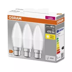 Set 3x LED sijalice B38, grlo B22d, 4,9W, 230V, 3000K - Osram
