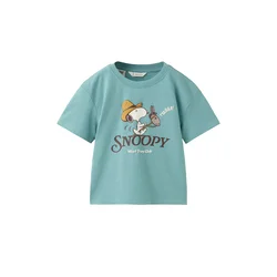 MANGO KIDS Majica SNOOPY  turkizna / čokolada / žafran / bela