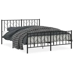 Vidaxl Kovinski posteljni okvir brez vzmetnice s podnožjem 160x200 cm