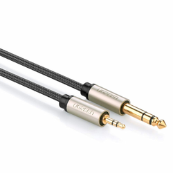 Ugreen avdio kabel TRS 3.5mm jack/6.35mm jack 1m, siva