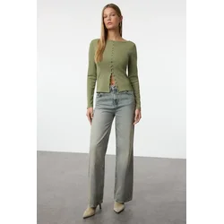 Trendyol Milla ženska bluza Twoaw25Bz00030, maslinasta