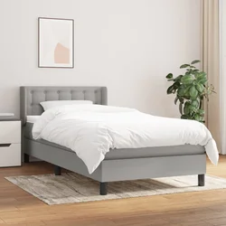 Greatstore Box spring postelja z vzmetnico svetlo siv 100x200 cm blago