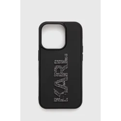 Maska Karl Lagerfeld Hc 3D Logo Glitter za iPhone 15 Pro crna