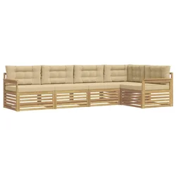 Set vanjskih sofa 6 kom. Bijela i bež Poliester